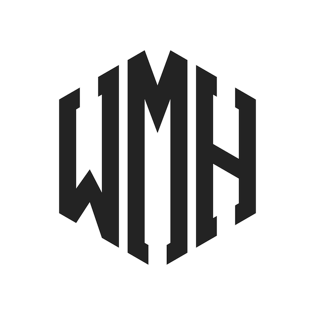 Diseño del logotipo de WMH Letra inicial WMH Monograma Logotipo con forma de hexágono