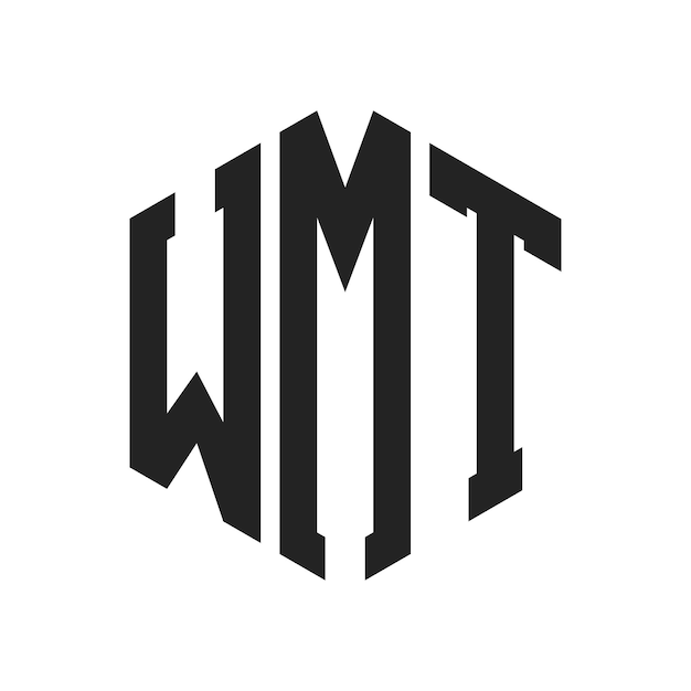 Diseño del logotipo de WMT Letra inicial WMT Monograma Logotipo con forma de hexágono