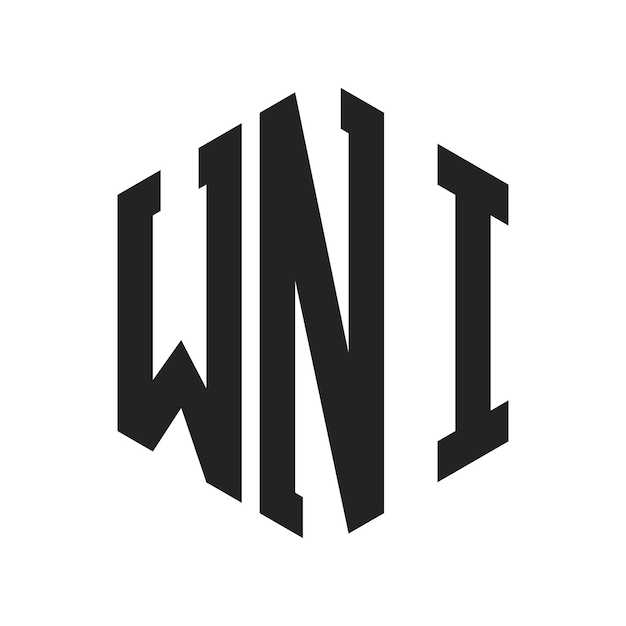 Diseño del logotipo WNI Letra inicial WNI Monograma Logotipo con forma de hexágono