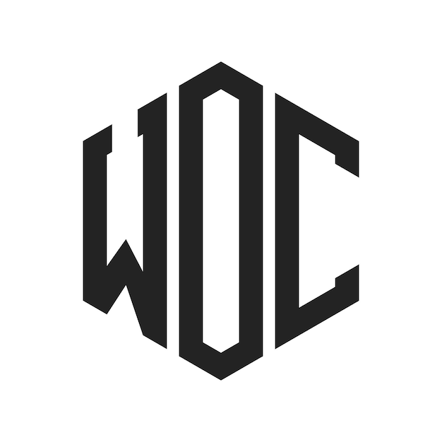 Diseño del logotipo WOC Letra inicial WOC Monograma Logotipo con forma de hexágono