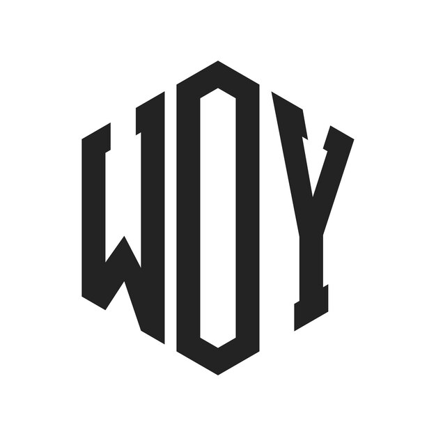 Diseño del logotipo WOY Letra inicial WOY Monograma Logotipo con forma de hexágono