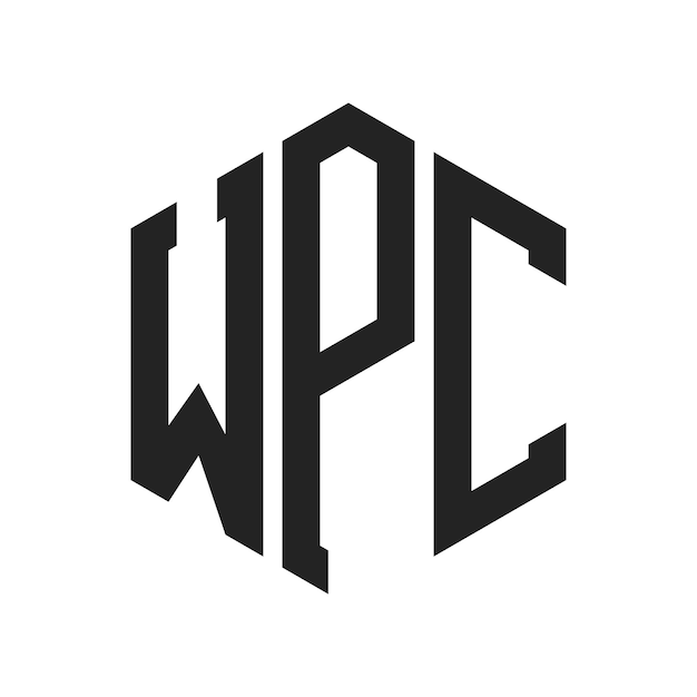 Diseño del logotipo de WPC Letra inicial Logotipo del monograma de WPC con forma de hexágono