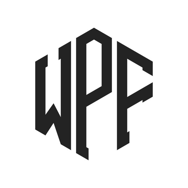 Diseño del logotipo de WPF Letra inicial Logotipo del monograma de WPF con forma de hexágono