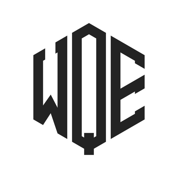 Diseño del logotipo de WQE Letra inicial WQE Monograma Logotipo con forma de hexágono