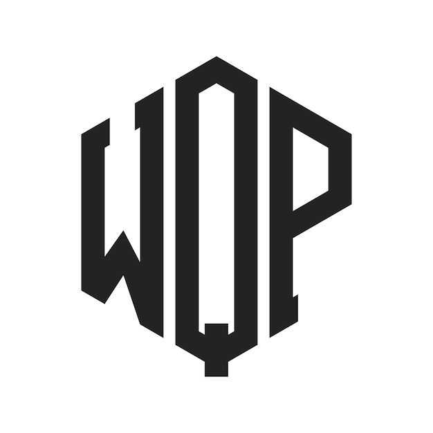 Diseño del logotipo WQP Letra inicial Logotipo del monograma WQP con forma de hexágono