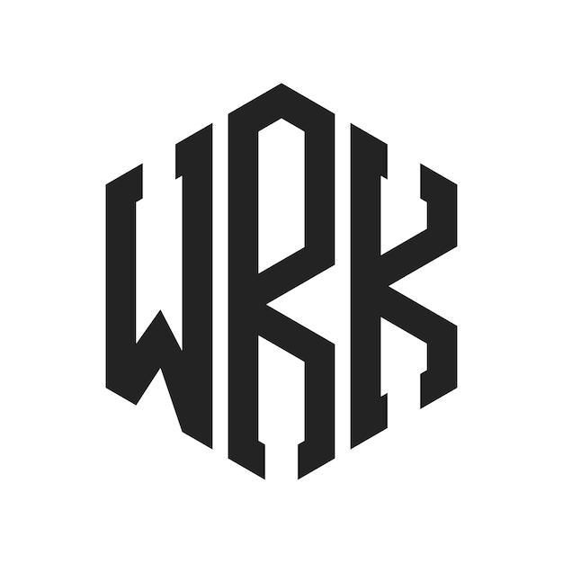 Diseño del logotipo de WRK Letra inicial WRK Monograma Logotipo con forma de hexágono