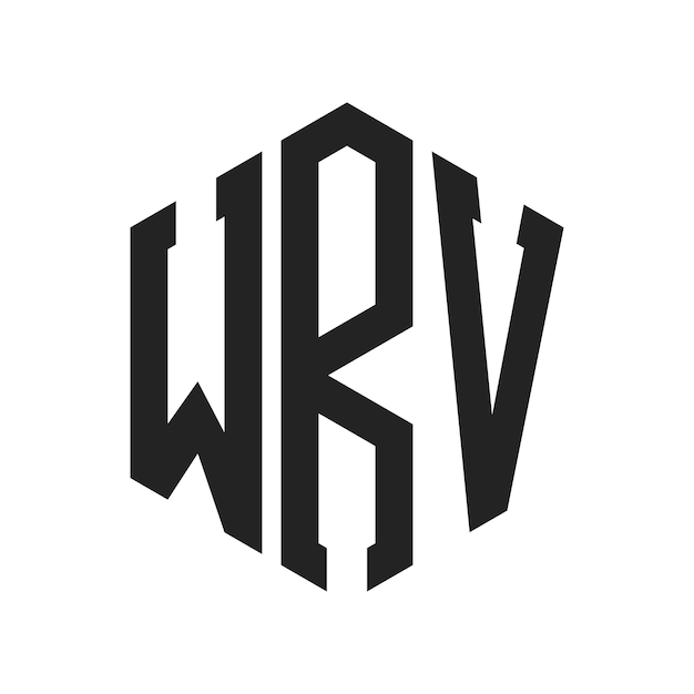 Diseño del logotipo WRV Letra inicial WRV Monograma Logotipo con forma de hexágono