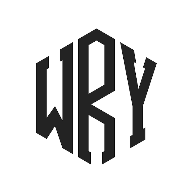 Diseño del logotipo WRY Letra inicial WRY Monograma Logotipo con forma de hexágono