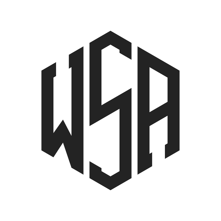 Vector diseño del logotipo de wsa letra inicial logotipo del monograma de wsa con forma de hexágono