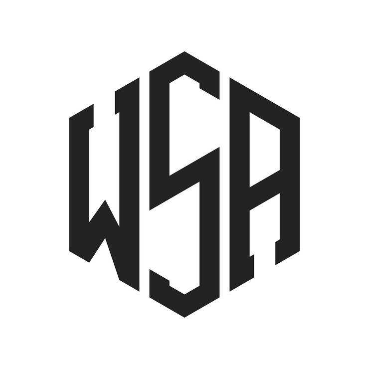 Vector diseño del logotipo de wsa letra inicial logotipo del monograma de wsa con forma de hexágono