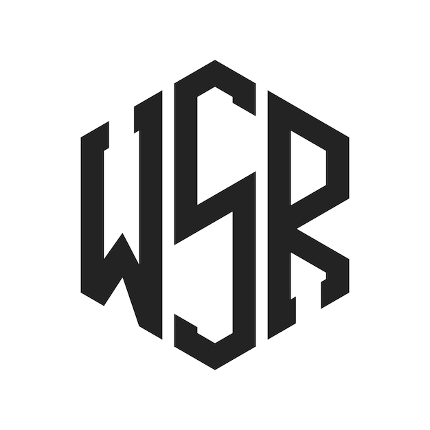 Diseño del logotipo WSR Letra inicial WSR Monograma Logotipo con forma de hexágono