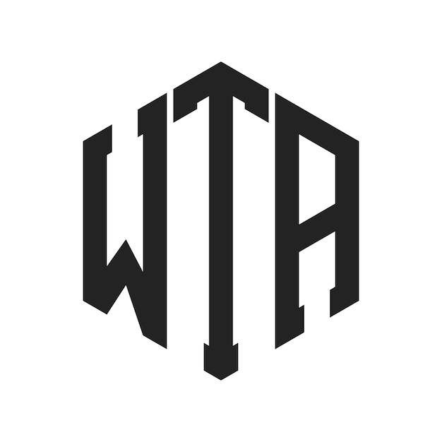 Diseño del logotipo WTA Letra inicial WTA Monograma Logotipo con forma de hexágono