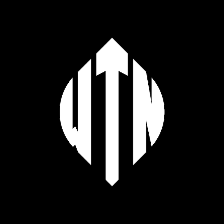 Vector diseño del logotipo de la wtn con letras en círculo y en forma de elipse wtn letras en elipse con estilo tipográfico las tres iniciales forman un logotipo en círculo wtn círculo emblema monograma abstracto carta marca vector
