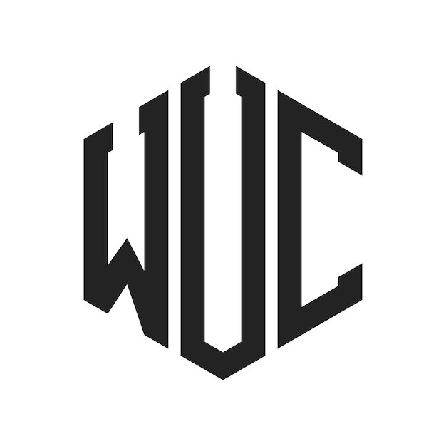 Diseño del logotipo de WUC Letra inicial Logotipo del monograma de WUC con forma de hexágono