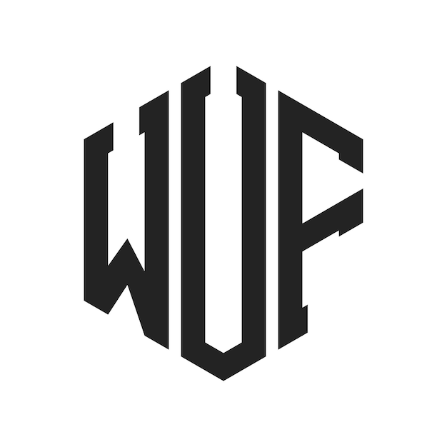 Diseño del logotipo de la WUF Letra inicial Logotipo del monograma de la W UF con forma de hexágono