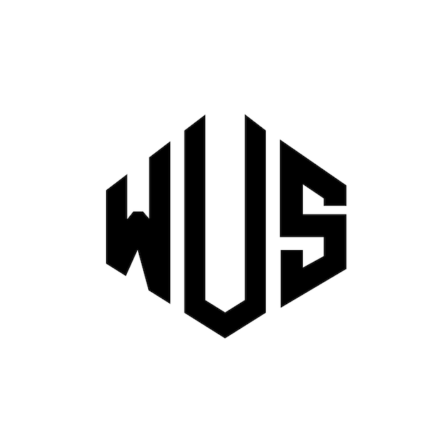 Diseño de logotipo de WUS con letras en forma de polígono WUS diseño de logotipo en forma de póligono y cubo WUS hexágono modelo de logotipo vectorial colores blanco y negro WUS monograma de negocios y logotipo de bienes raíces