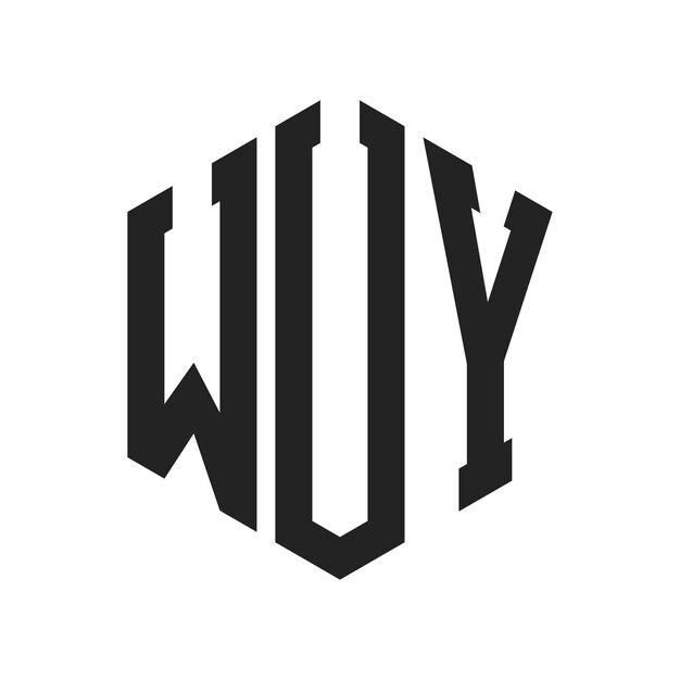 Diseño del logotipo WUY Letra inicial WUY Monograma Logotipo con forma de hexágono