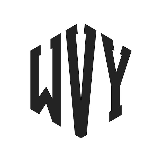 Diseño del logotipo WVY Letra inicial Logotipo del monograma WVY con forma de hexágono