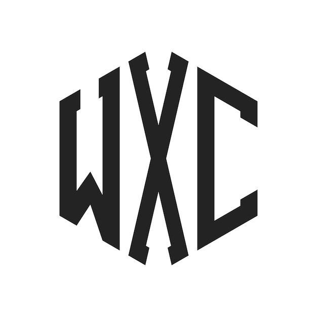 Diseño del logotipo WXC Letra inicial Logotipo del monograma WXC con forma de hexágono