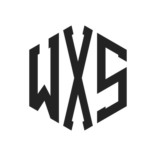 Diseño del logotipo WXS Letra inicial Logotipo del monograma WXS con forma de hexágono