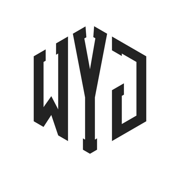 Diseño del logotipo de WYJ Letra inicial Monograma de WYJ Logotipo con forma de hexágono