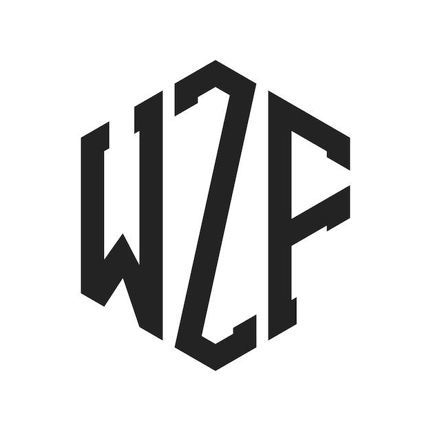 Diseño del logotipo de WZF Letra inicial WZF Monograma Logotipo con forma de hexágono