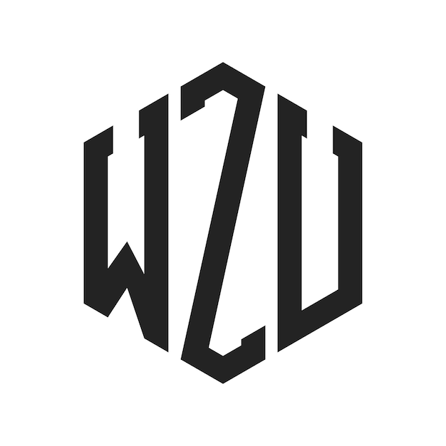 Diseño del logotipo de WZU Letra inicial WZU Monograma Logotipo con forma de hexágono