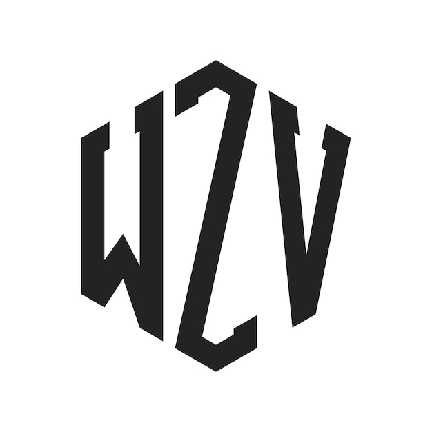 Diseño del logotipo WZV Letra inicial Logotipo del monograma WZV con forma de hexágono