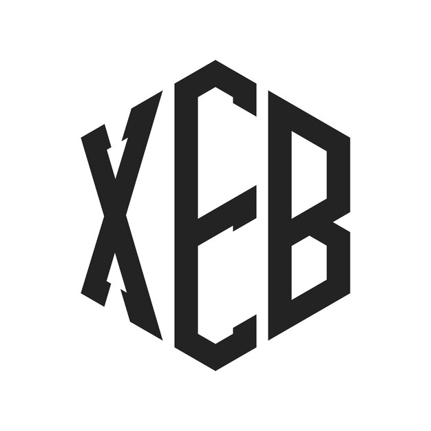 Diseño del logotipo XEB Letra inicial XEB Monograma Logotipo con forma de hexágono