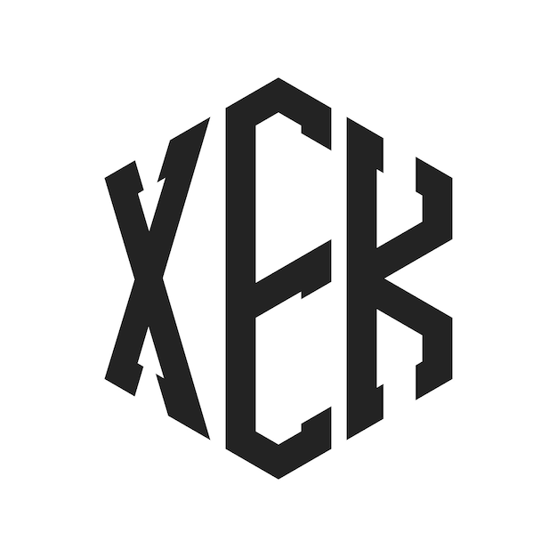Diseño del logotipo XEK Letra inicial XEK Monograma Logotipo con forma de hexágono