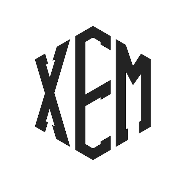 Diseño del logotipo de XEM Letra inicial XEM Monograma Logotipo con forma de hexágono
