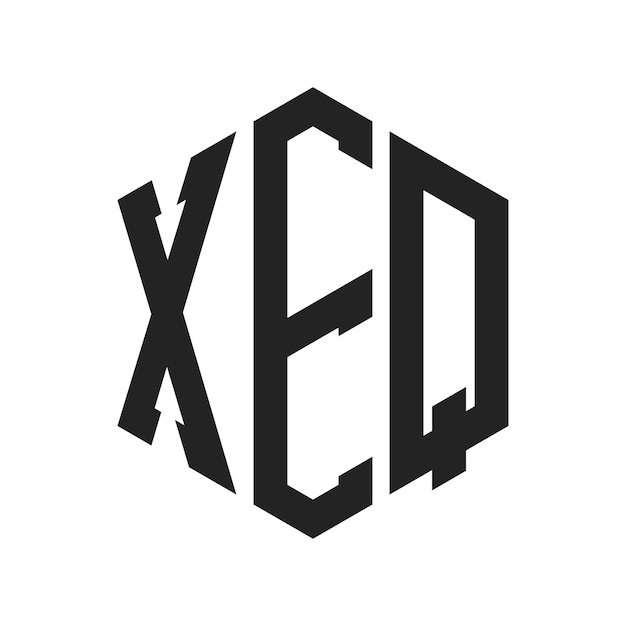 Diseño del logotipo XEQ Letra inicial XEQ Monograma Logotipo con forma de hexágono