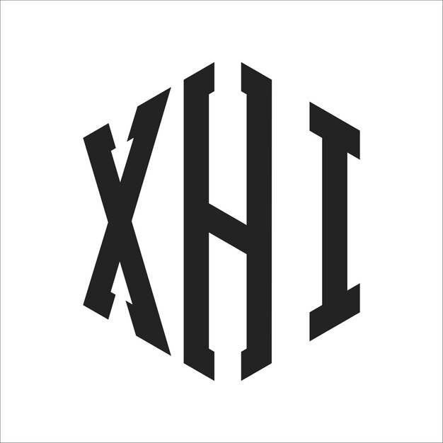 Diseño del logotipo XHI Letra inicial XHI Monograma Logotipo con forma de hexágono
