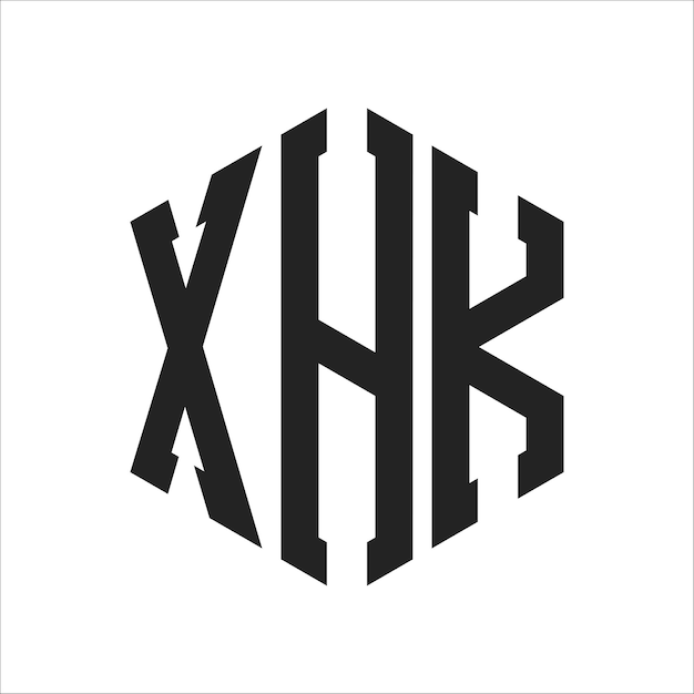 Diseño del logotipo XHK Letra inicial XHK Monograma Logotipo con forma de hexágono