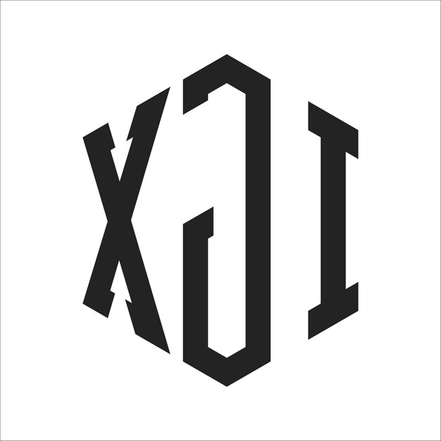 Diseño del logotipo XJI Letra inicial XJI Monograma Logotipo con forma de hexágono