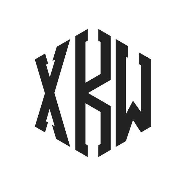 Diseño del logotipo de XKW Letra inicial XKW Monograma Logotipo con forma de hexágono