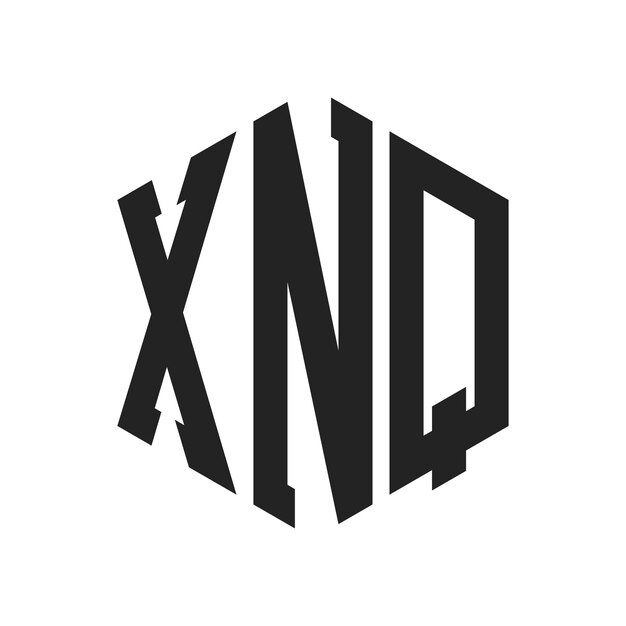Diseño del logotipo XNQ Letra inicial XNQ Monograma Logotipo con forma de hexágono