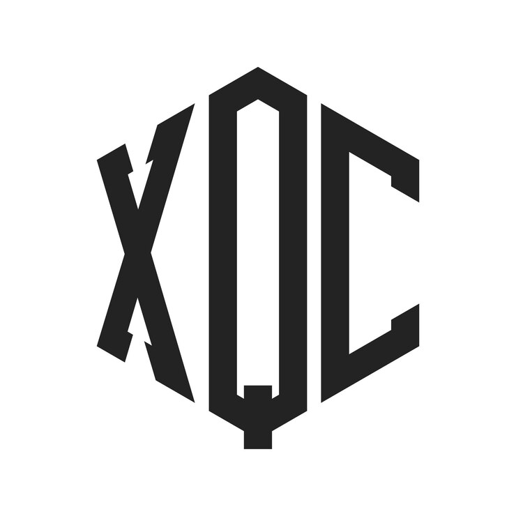 Vector diseño del logotipo de xqc letra inicial xqc monograma logotipo con forma de hexágono