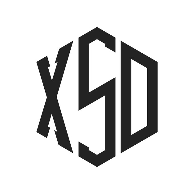 Diseño del logotipo XSD Letra inicial XSD Monograma Logotipo con forma de hexágono