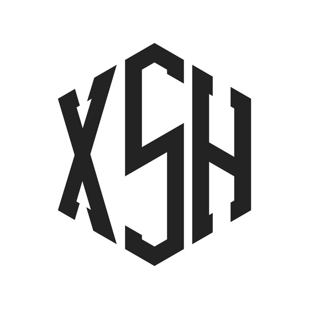 Diseño del logotipo XSH Letra inicial XSH Monograma Logotipo con forma de hexágono