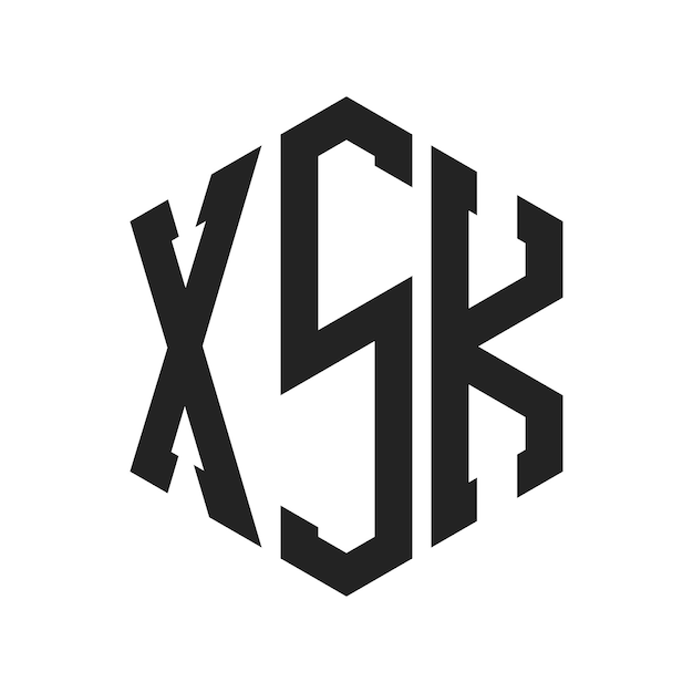 Diseño del logotipo XSK Letra inicial XSK Monograma Logotipo con forma de hexágono