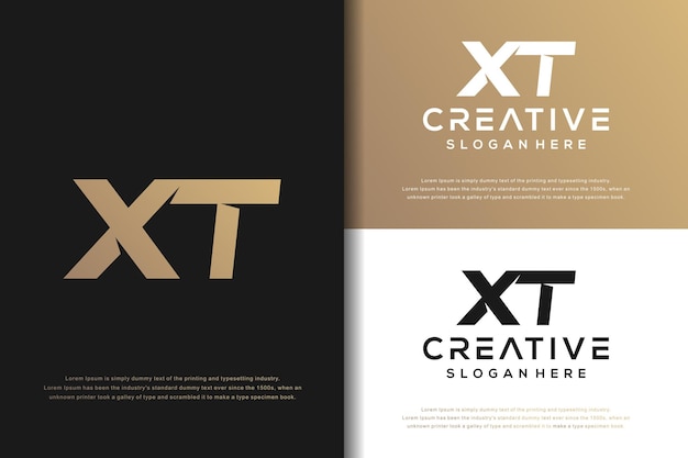 Diseño de logotipo XT de letra de monograma abstracto