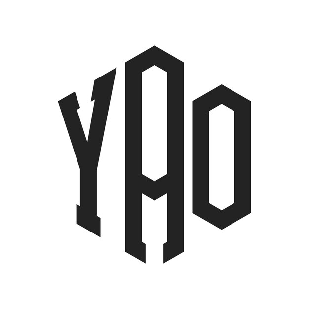 Diseño del logotipo YAO Letra inicial YAO Monograma Logotipo con forma de hexágono