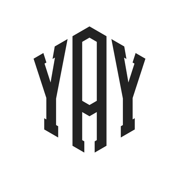 Diseño del logotipo YAY Letra inicial YAY Monograma Logotipo con forma de hexágono