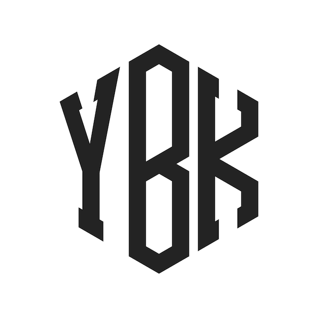 Diseño del logotipo YBK Letra inicial YBK Monograma Logotipo con forma de hexágono