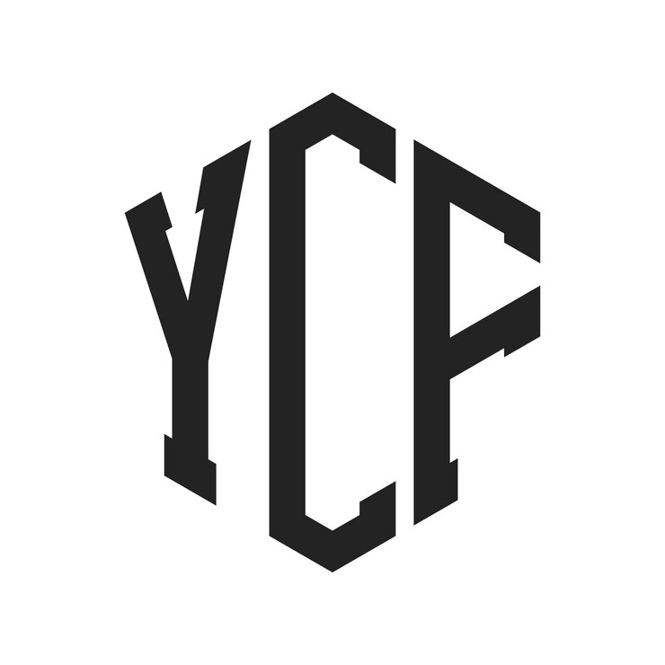 Vector diseño del logotipo de ycf letra inicial ycf monograma logotipo con forma de hexágono