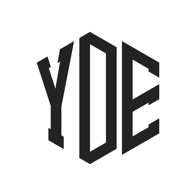 Diseño del logotipo de YDE Letra inicial YDE Monograma Logotipo con forma de hexágono