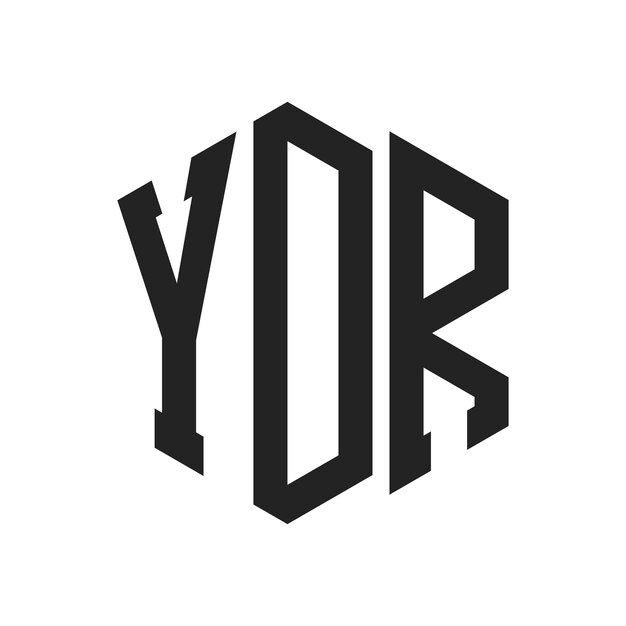 Diseño del logotipo de YDR Letra inicial Logotipo del monograma de YDR con forma de hexágono