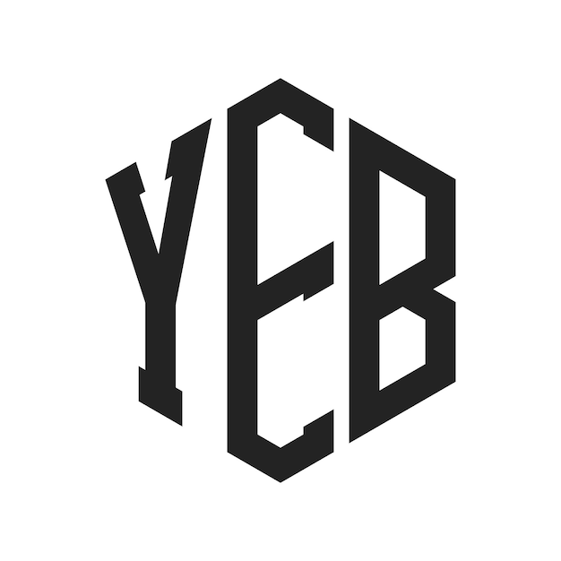 Diseño del logotipo de YEB Letra inicial YEB Monograma Logotipo con forma de hexágono