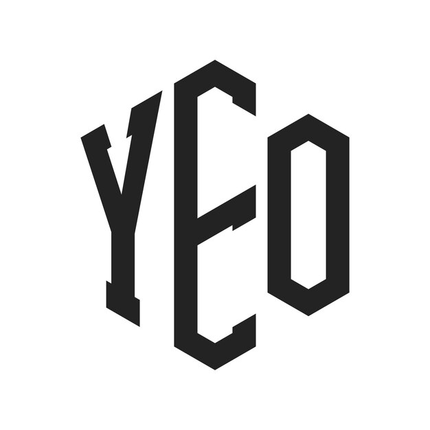 Diseño del logotipo YEO Letra inicial YEO Monograma Logotipo con forma de hexágono